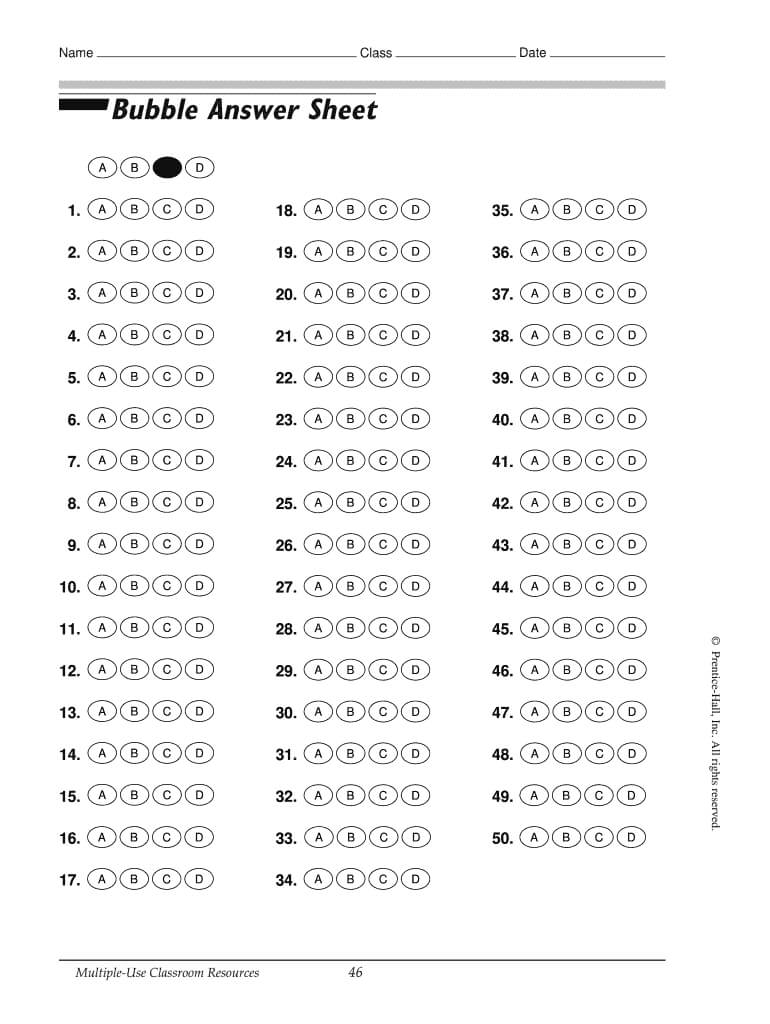 Blank Answer Sheet With Lines – Fill Online, Printable Within Blank Answer Sheet Template 1 100