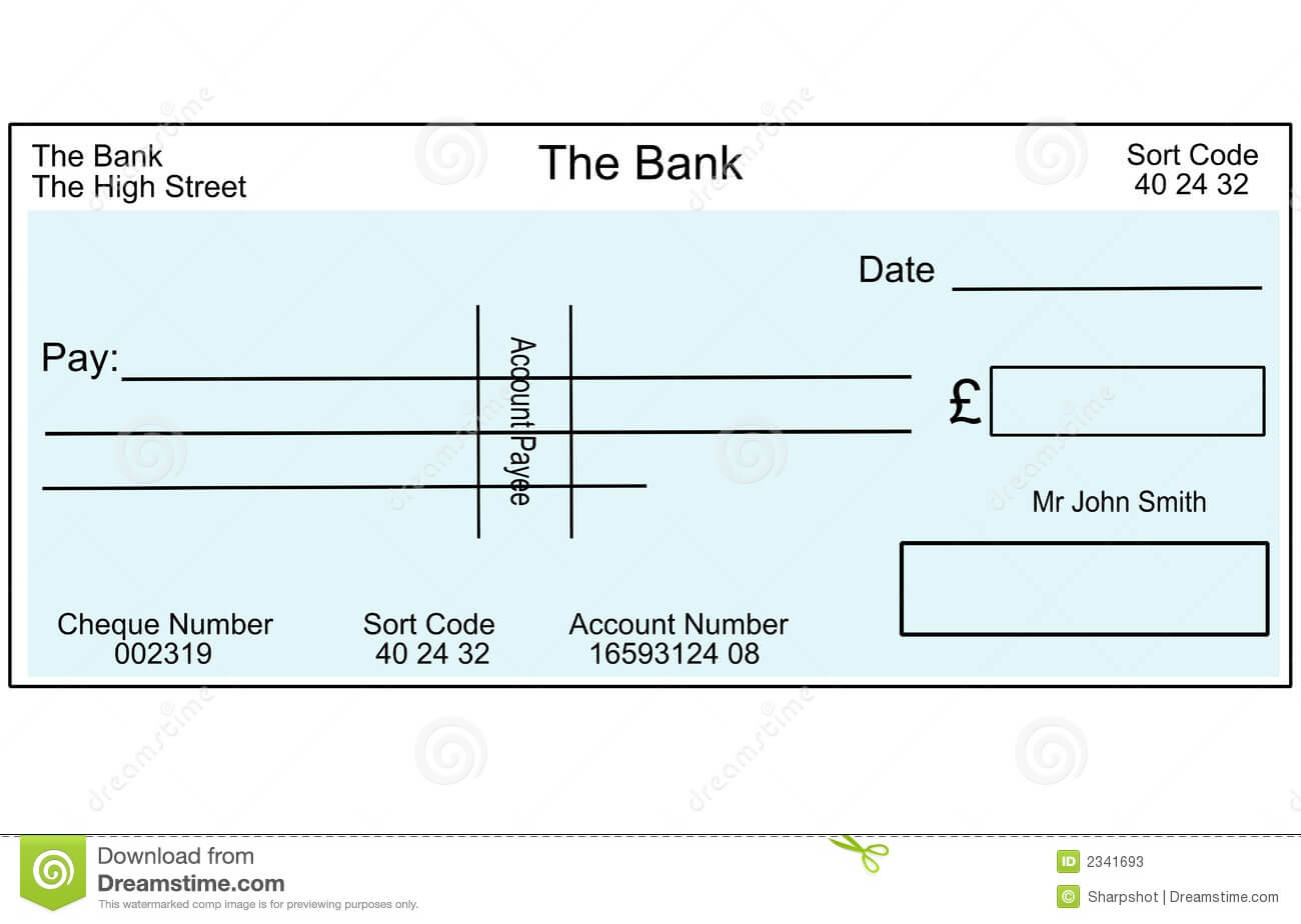 Blank British Cheque Stock Illustration. Illustration Of Throughout Blank Cheque Template Download Free