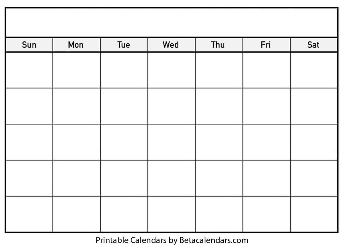 Blank Calendar – Beta Calendars Regarding Blank Calander Template