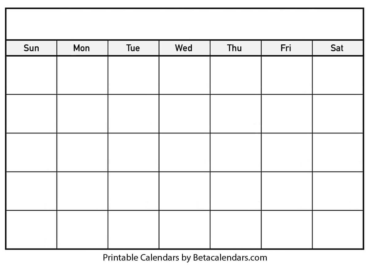 Blank Calendar – Beta Calendars Regarding Blank Calander Template