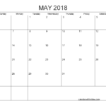 Blank Calendar May 2018 Printable 1 Month Calendar Template In Blank One Month Calendar Template