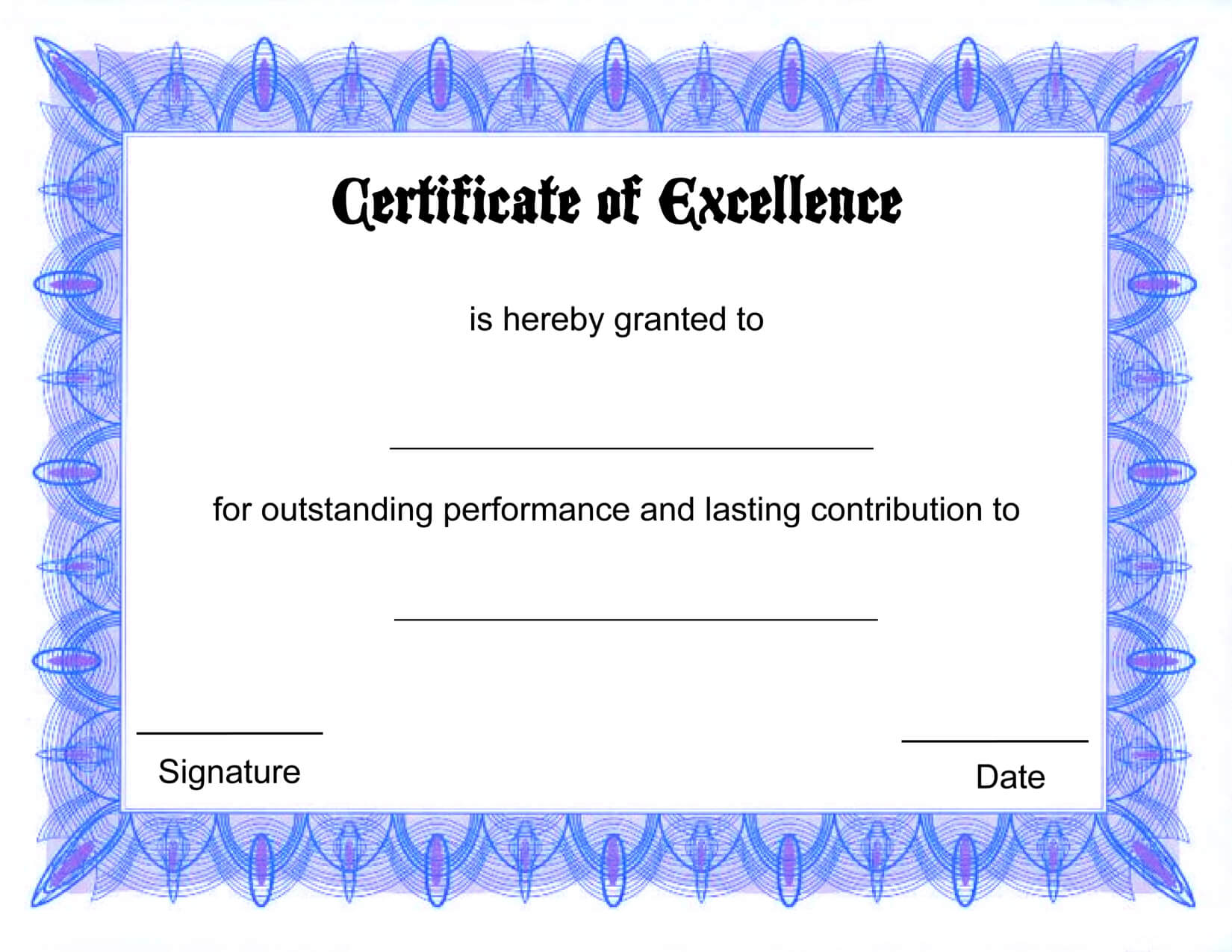 Blank Certificate Templates Of Excellence | Kiddo Shelter Inside Printable Certificate Of Recognition Templates Free