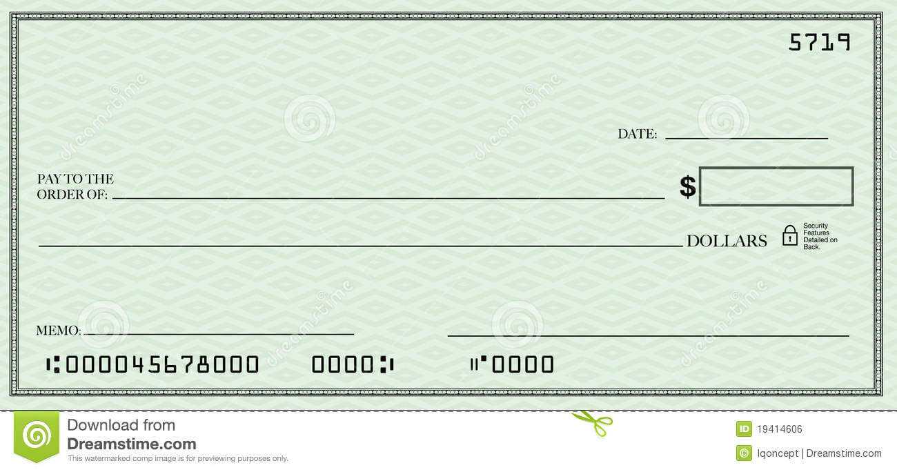 Blank Check With Open Space For Your Text Stock Illustration Throughout Blank Cheque Template Download Free