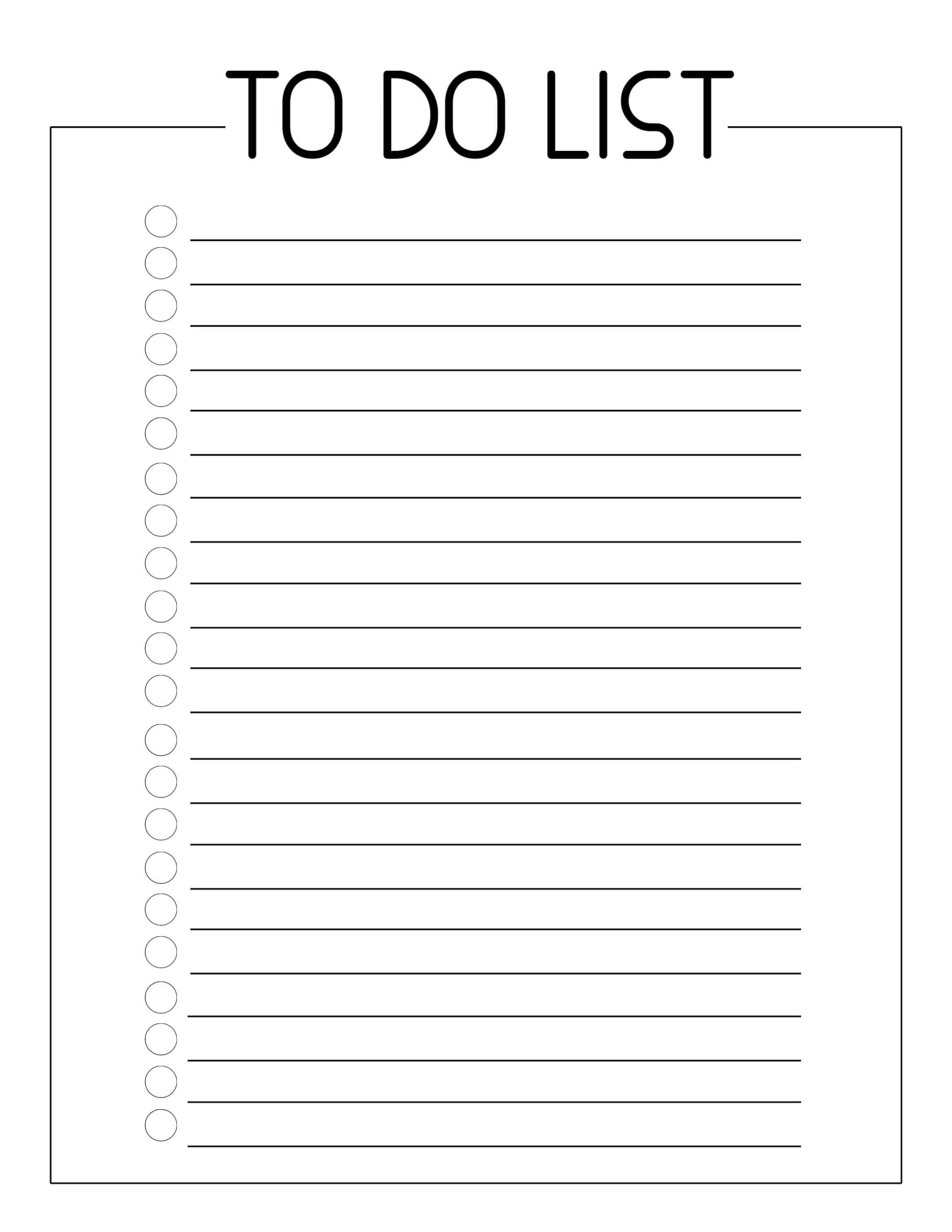 Blank Checklist Template For Teachers Printable Word Weekly In Blank To Do List Template