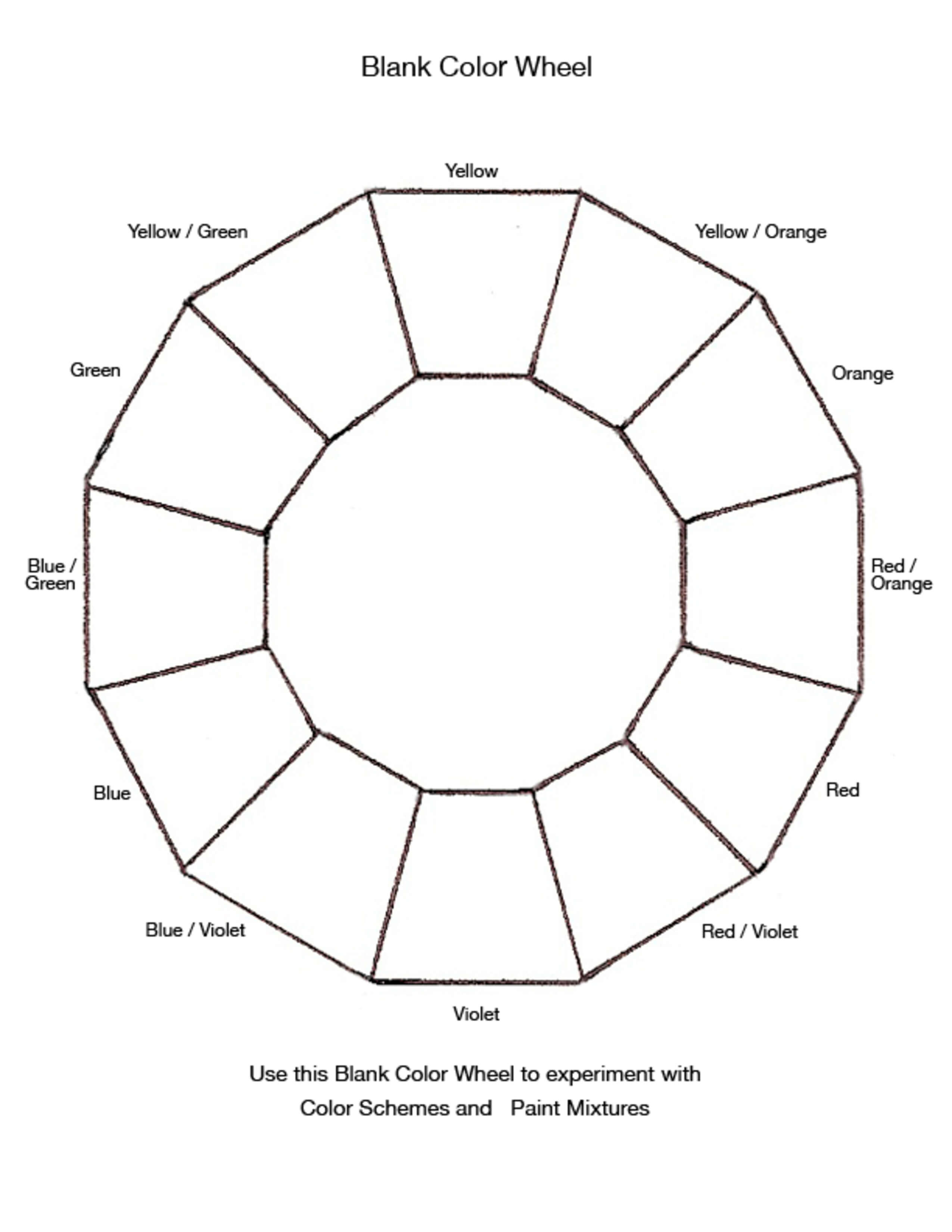 Blank Color Wheel Chart | Templates At Allbusinesstemplates Inside Blank Color Wheel Template