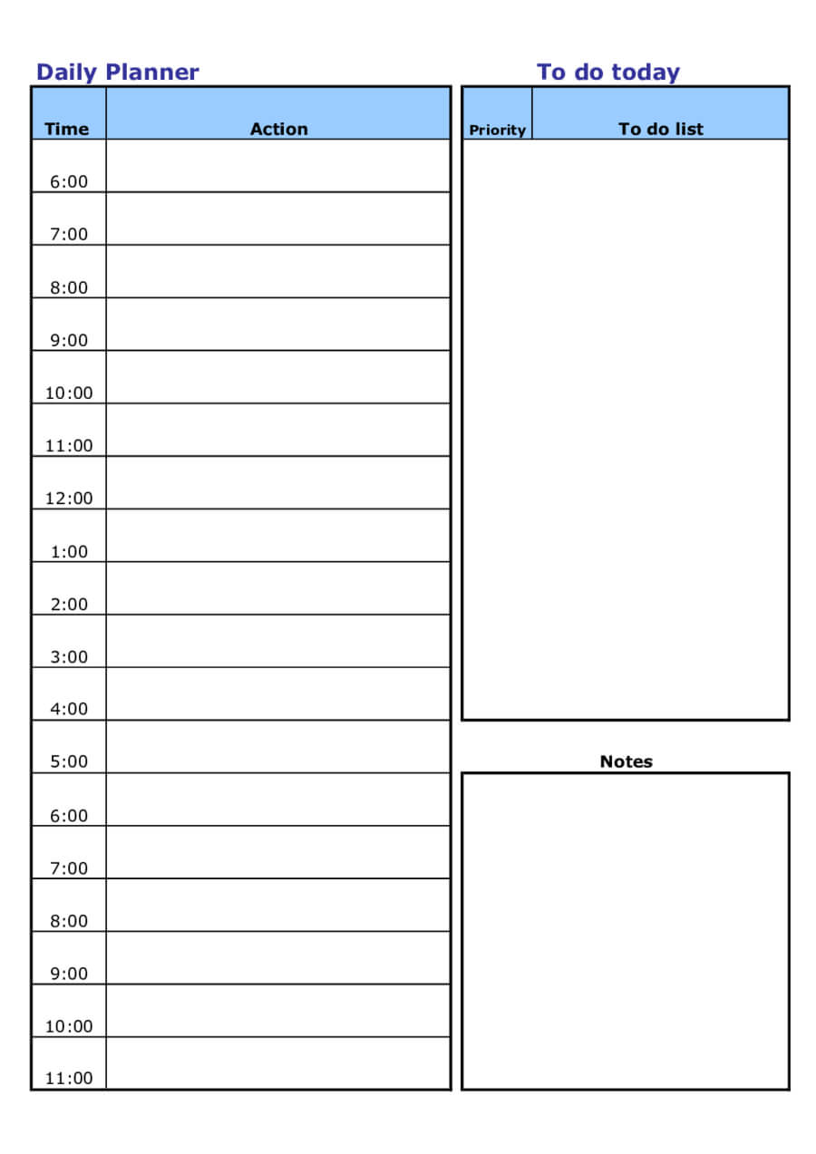 Blank Daily Schedule Template New Edit Fill Sign Online Regarding Printable Blank Daily Schedule Template