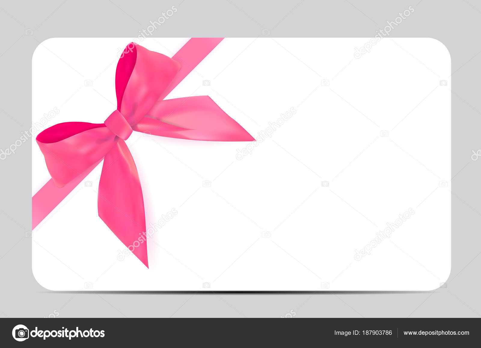 Blank Gift Card Template With Pink Bow And Ribbon. Vector Throughout Present Card Template