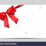 Blank Gift Card Template With Red Bow And Ribbon. Vector For Present Card Template