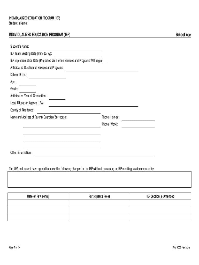 Blank Iep Template – Fill Online, Printable, Fillable, Blank In Blank Iep Template