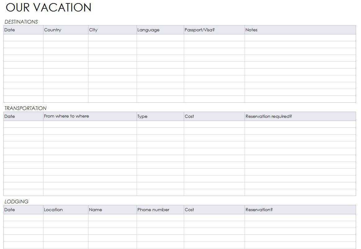 Blank Itinerary Templates – Word Excel Samples Within Blank Trip Itinerary Template