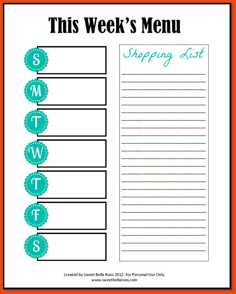 Blank Meal Plan Template Word Editable Weekly Planner Pertaining To Weekly Meal Planner Template Word