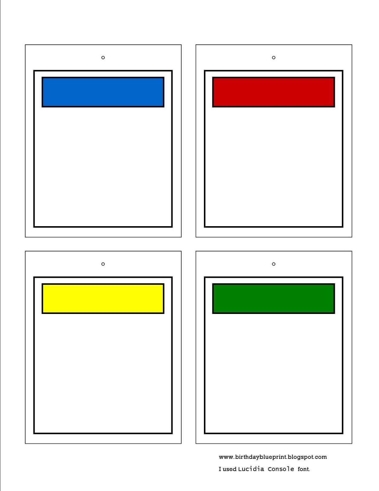 Blank Monopoly Property Cards. To Write In The Bible Memory Inside Monopoly Property Card Template
