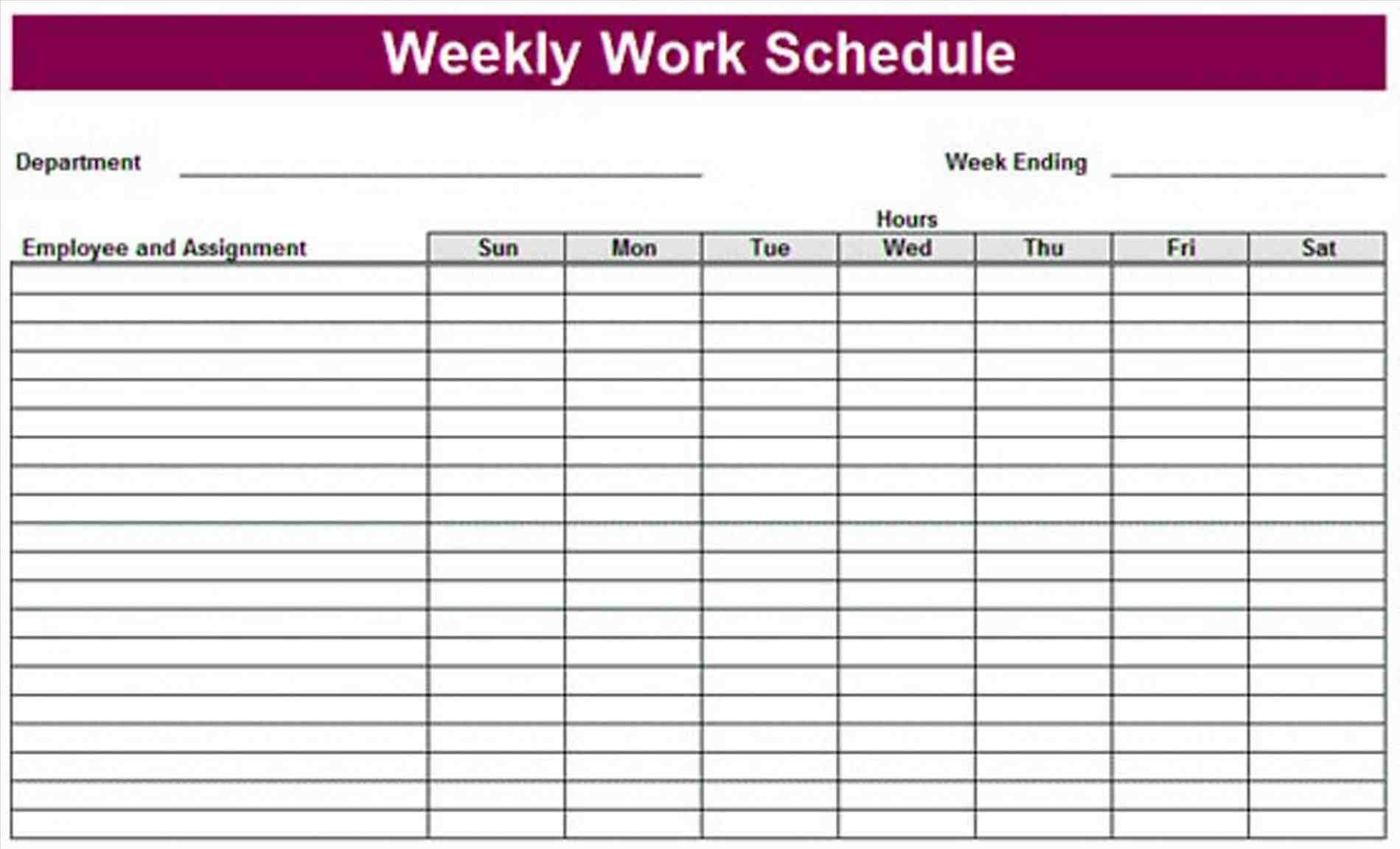 Blank Monthly Work Schedule Template Calendar Or Pdf Ree Within Blank Monthly Work Schedule Template