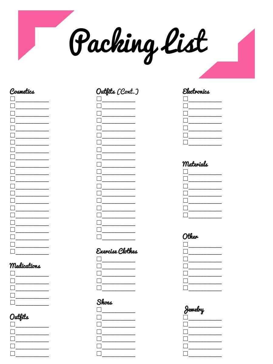 Blank Packing List Template Mara Yasamayolver Com With Blank Packing List Template