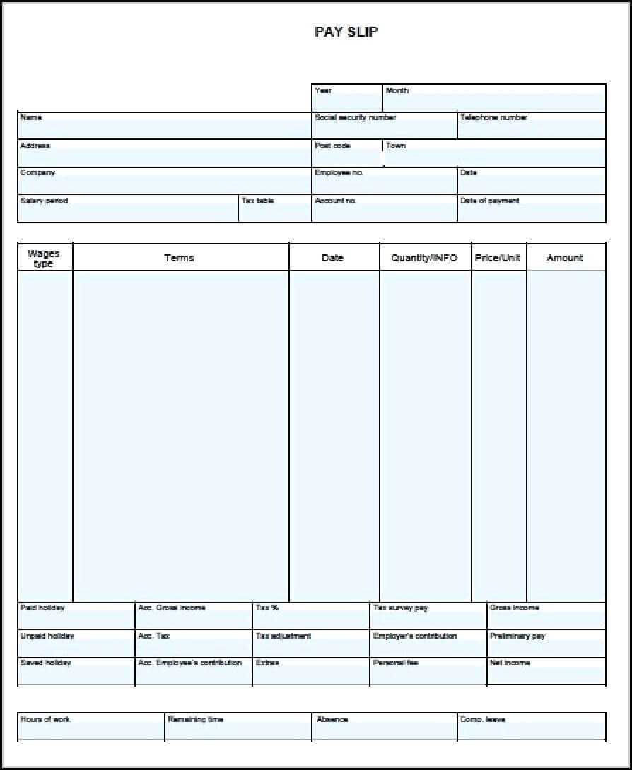 Blank Pay Stub Template – Wovensheet.co For Blank Pay Stub Template Word