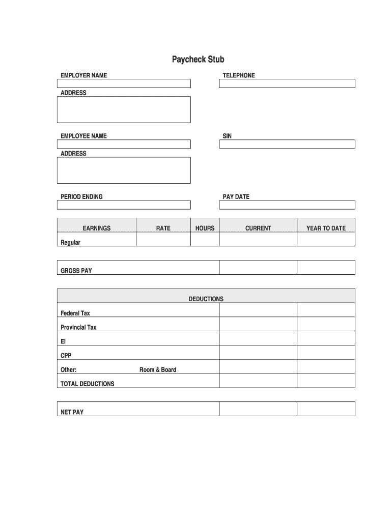 Blank Pay Stubs Template – Fill Online, Printable, Fillable With Regard To Free Pay Stub Template Word