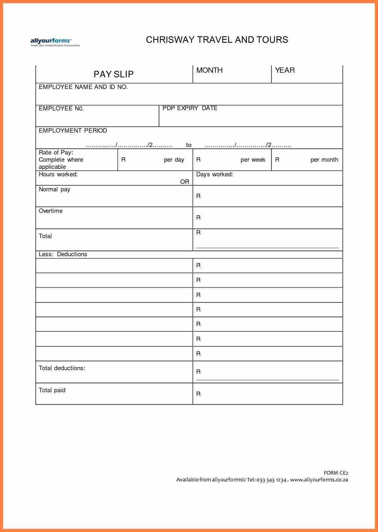 Blank Payslip Template Free – Printable Year Calendar For Blank Payslip Template