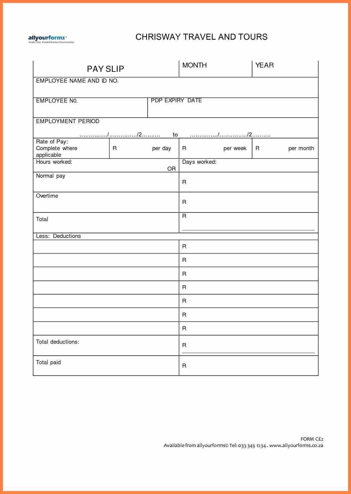 Blank Payslip Template Free – Printable Year Calendar For Blank Payslip Template