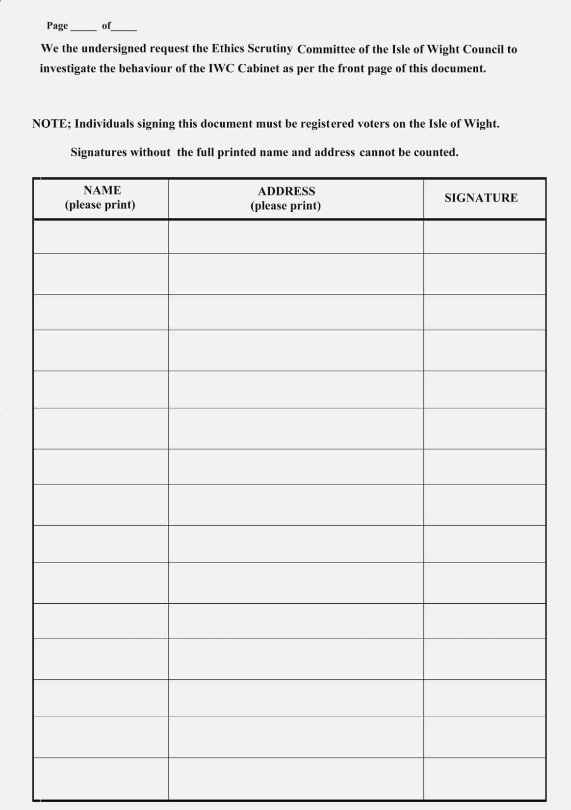 Blank Petition Form Template – Petition Form Template – The Throughout Blank Petition Template