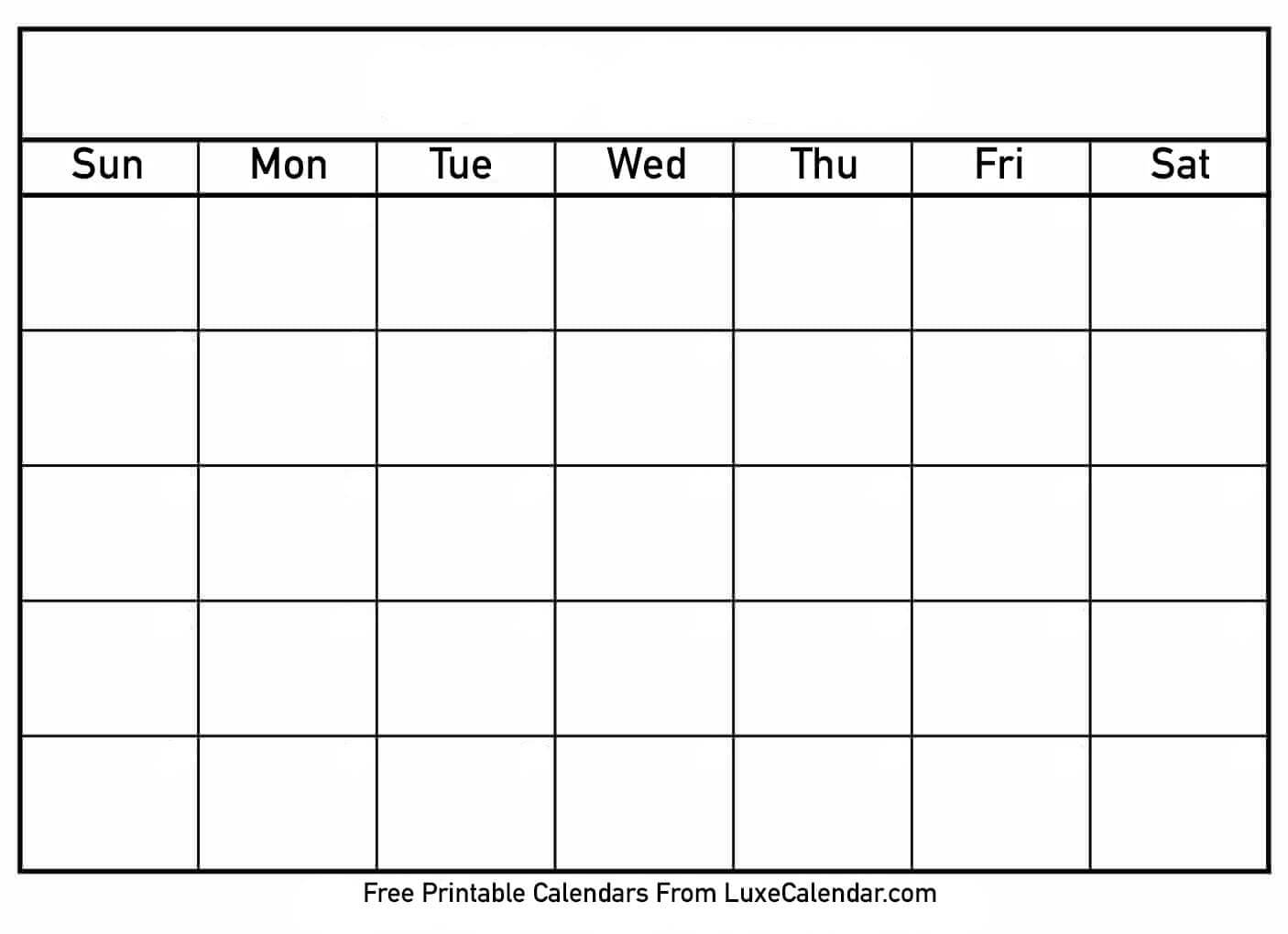 Blank Printable Calendar – Luxe Calendar With Regard To Blank Calender Template