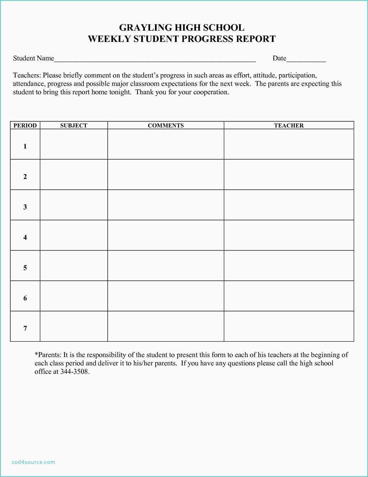 Blank Report Card Template Homeschool High School Pdf Mplate For Blank Report Card Template