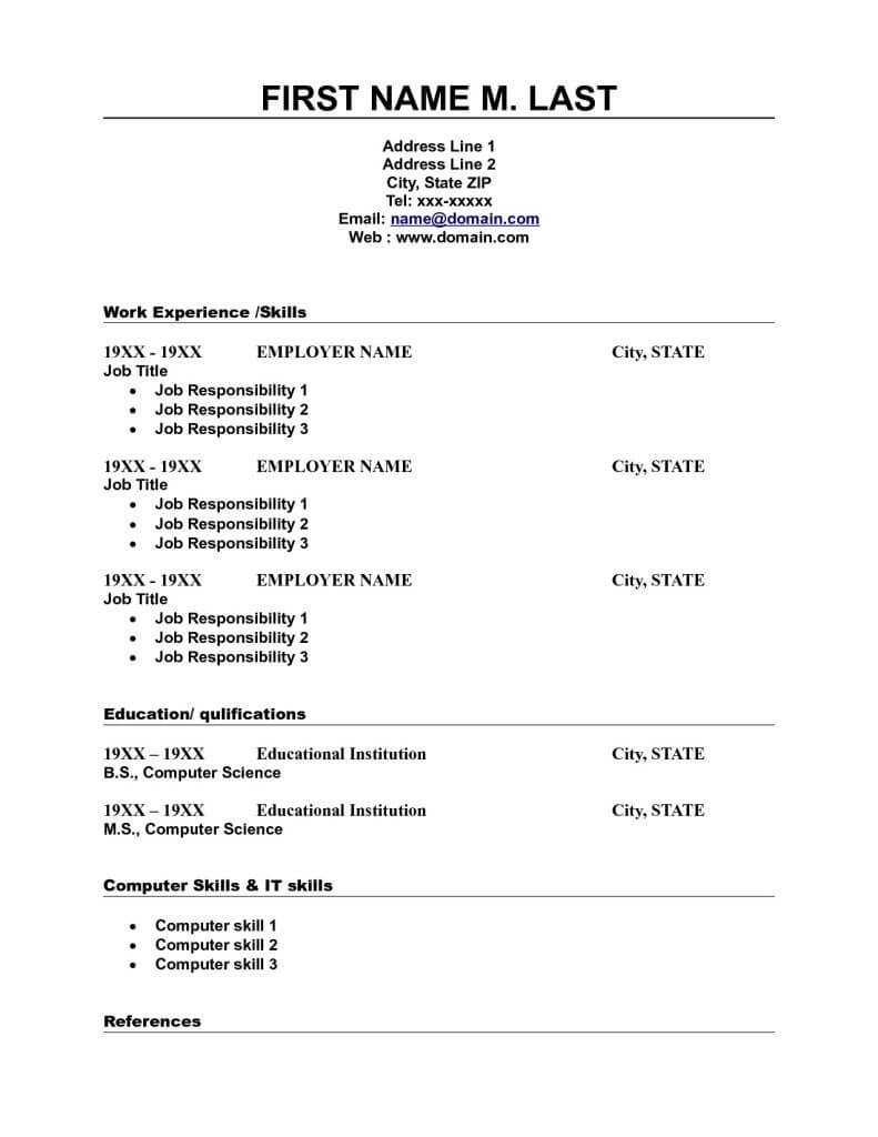 Blank Resume Template Word | Resume | Free Printable Resume regarding Free Basic Resume Templates Microsoft Word