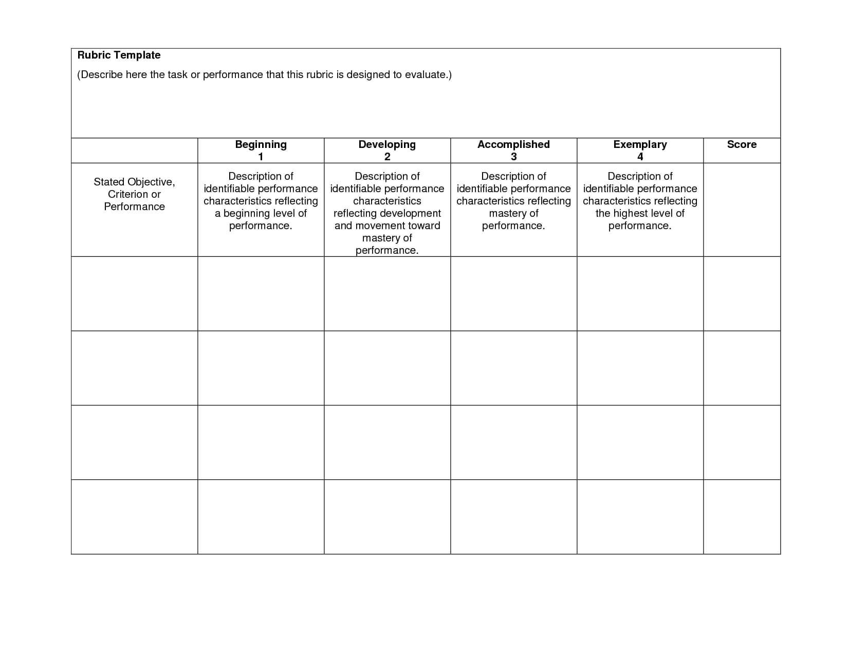 Blank Rubrics To Fill In | Rubric Template - Download Now pertaining to Blank Rubric Template