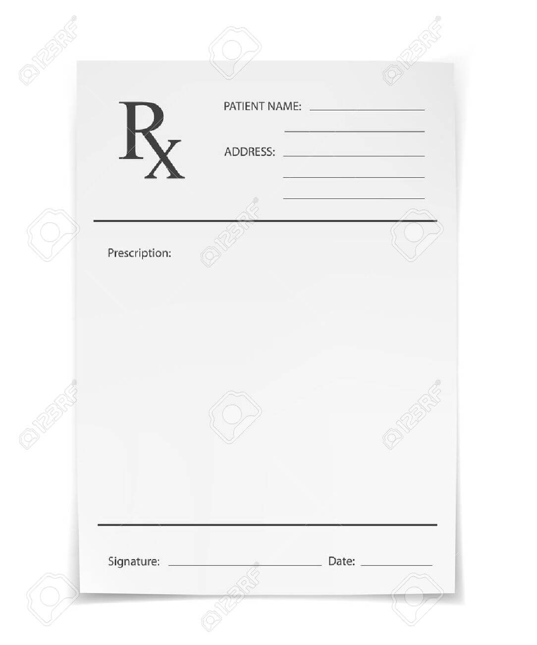 Blank Rx Prescription Form Isolated On White Background Pertaining To Blank Prescription Form Template