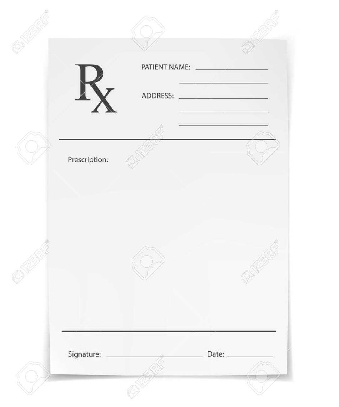 Blank Rx Prescription Form Isolated On White Background Pertaining To Blank Prescription Form Template