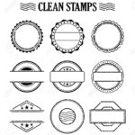 Blank Stamp Set, Ink Rubber Seal Texture Effect. Postage And.. For Blank Seal Template