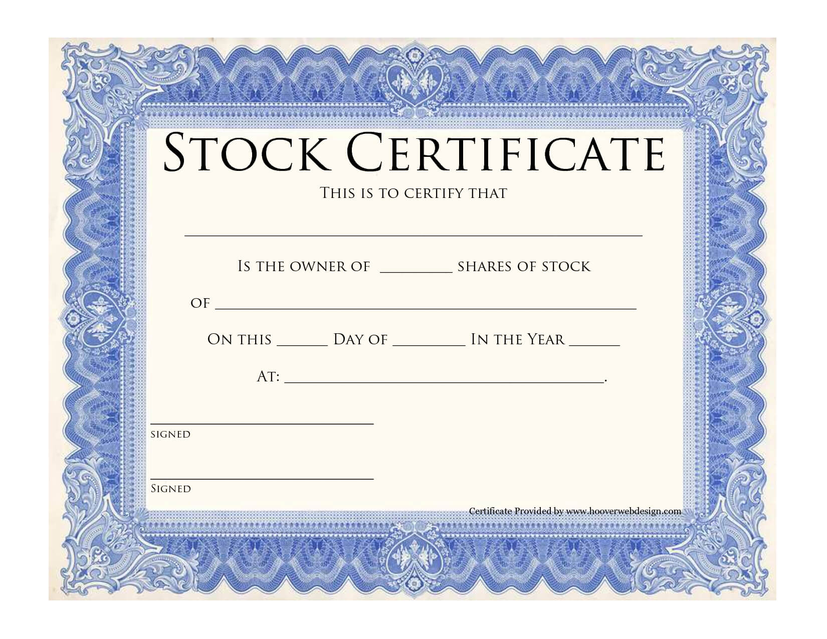 Blank Stock Certificate Template | Printable Stock Pertaining To Blank Share Certificate Template Free