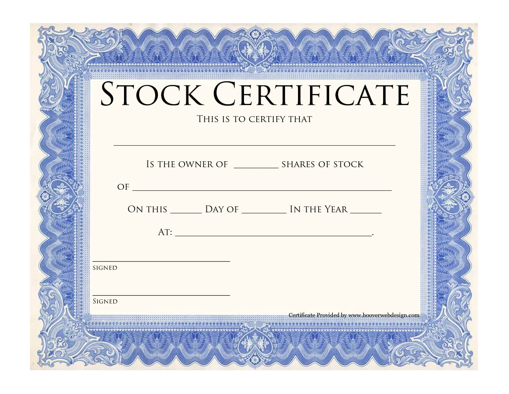 Blank Stock Certificate Template | Printable Stock pertaining to Blank Share Certificate Template Free