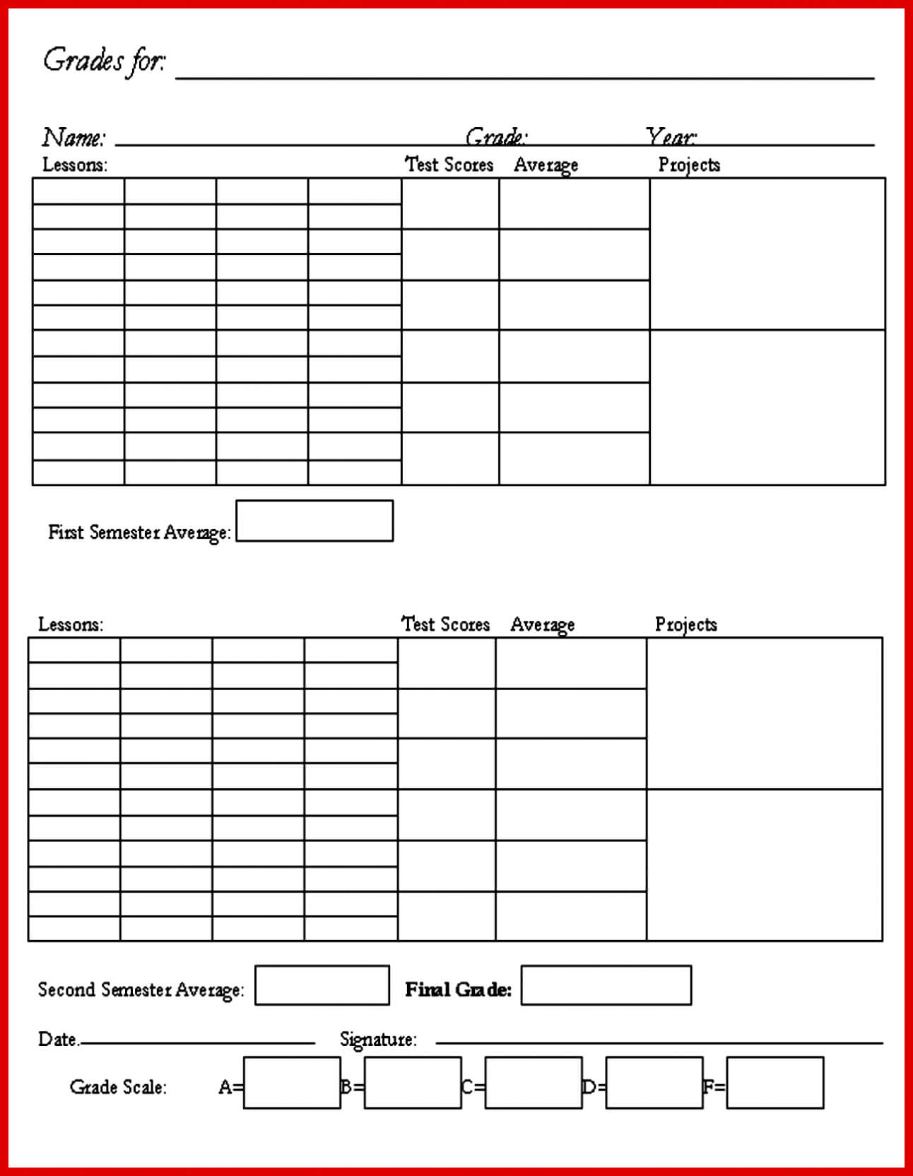 Blank T Card Template Free Homeschool Printable Elementary With Regard To Blank Report Card Template