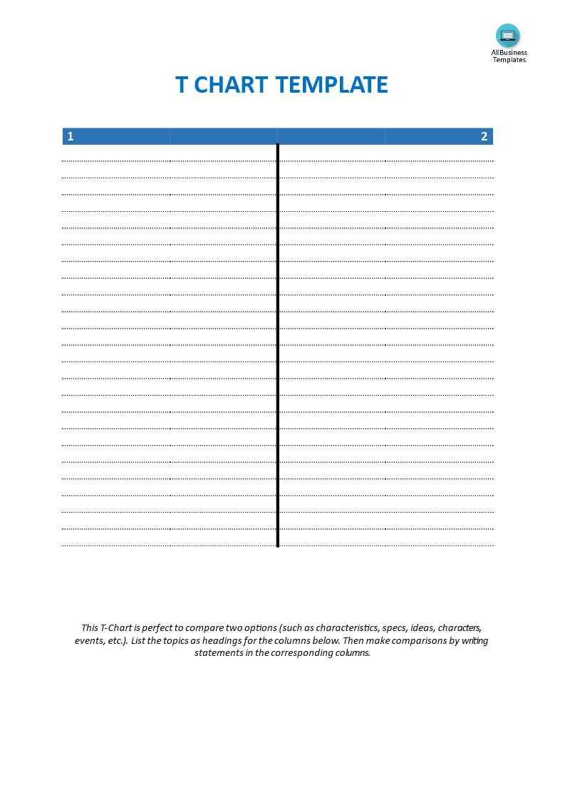 Blank T Chart Template | Templates At Allbusinesstemplates With Regard To T Chart Template For Word