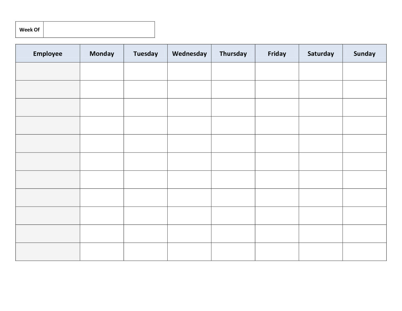 Blank Weekly Work Schedule Template | Schedule | Cleaning With Regard To Blank Monthly Work Schedule Template