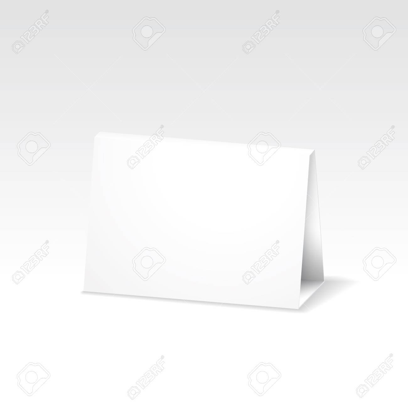 Blank White Folded Paper Stand Table Holder Card. 3D Vector Design.. Throughout Card Stand Template