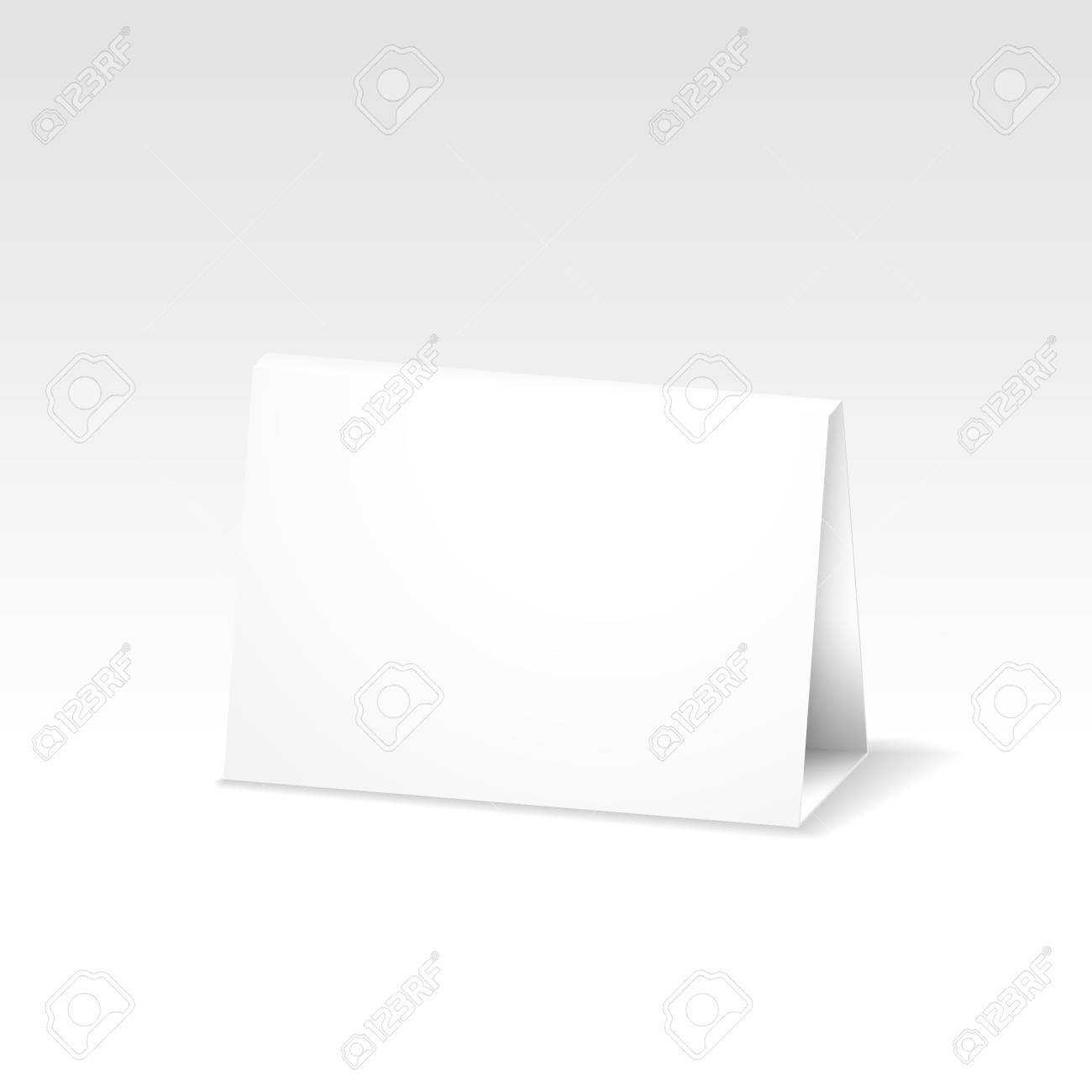 Blank White Folded Paper Stand Table Holder Card. 3D Vector Design.. Throughout Card Stand Template