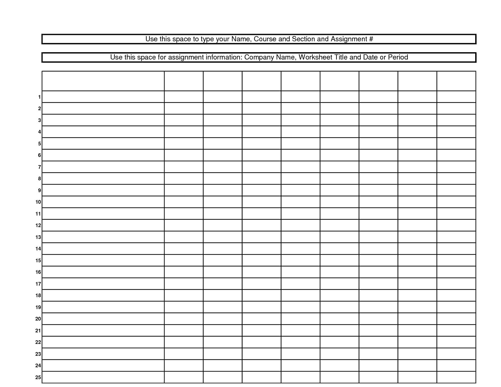 Blank+10+Column+Worksheet+Template | Clever House Ideas Within Blank Table Of Contents Template Pdf