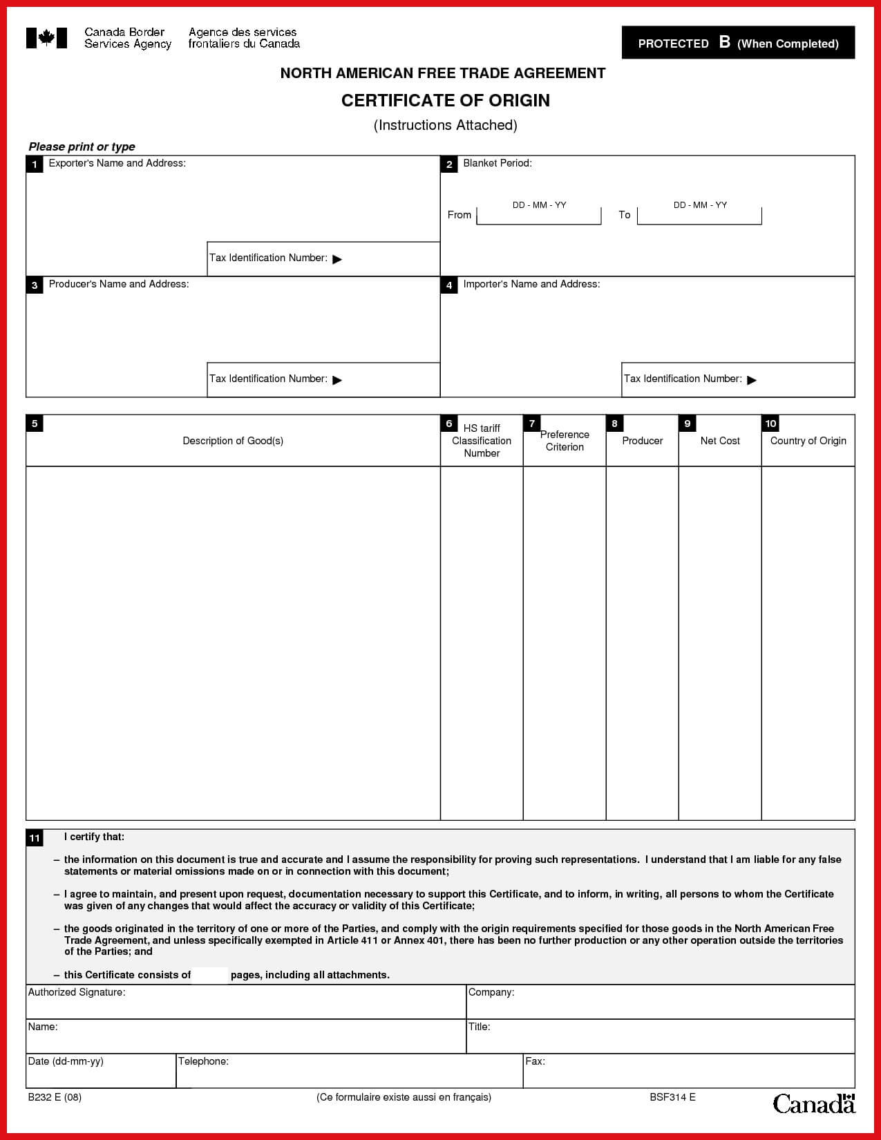 Blanket Nafta Certificate Of Origin Canada – Crochet Blanket Within Nafta Certificate Template