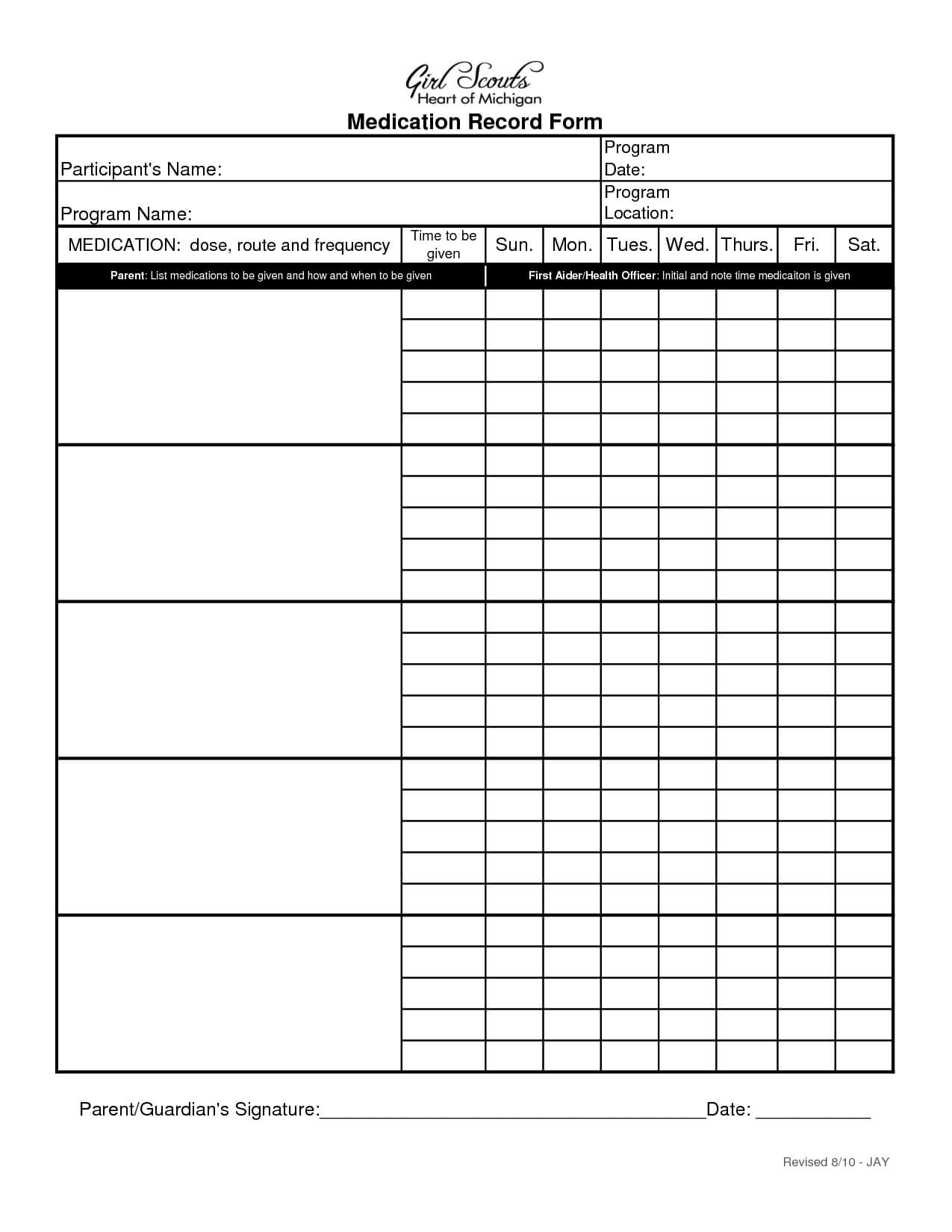 Blank+Medication+Administration+Record+Template | Work Intended For Blank Medication List Templates