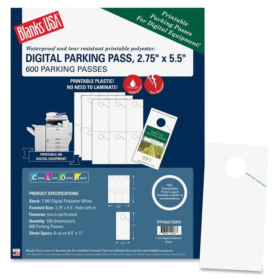 Blanks/usa Laser, Inkjet Print Parking Pass – Direct Office Buys For Blanks Usa Templates