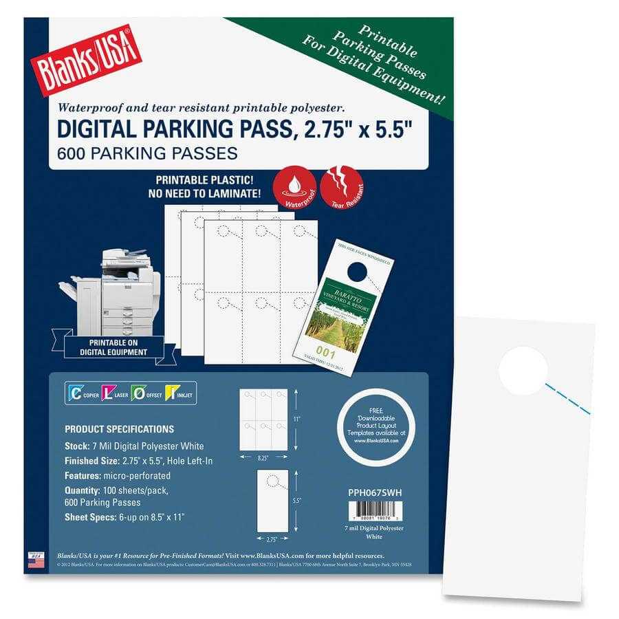 Blanks/usa Laser, Inkjet Print Parking Pass – Direct Office Buys For Blanks Usa Templates