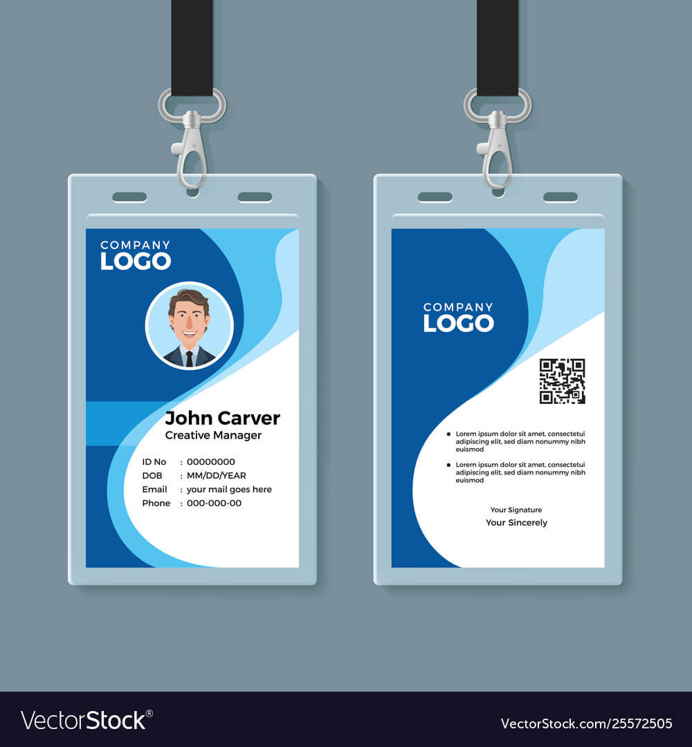 Blue Curve Wave Id Card Design Template Inside Template For Id Card Free Download