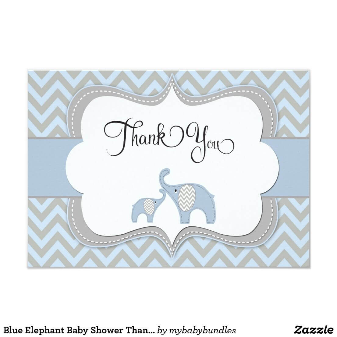 Blue Elephant Baby Shower Thank You Card | Zazzle | Baby Intended For Template For Baby Shower Thank You Cards