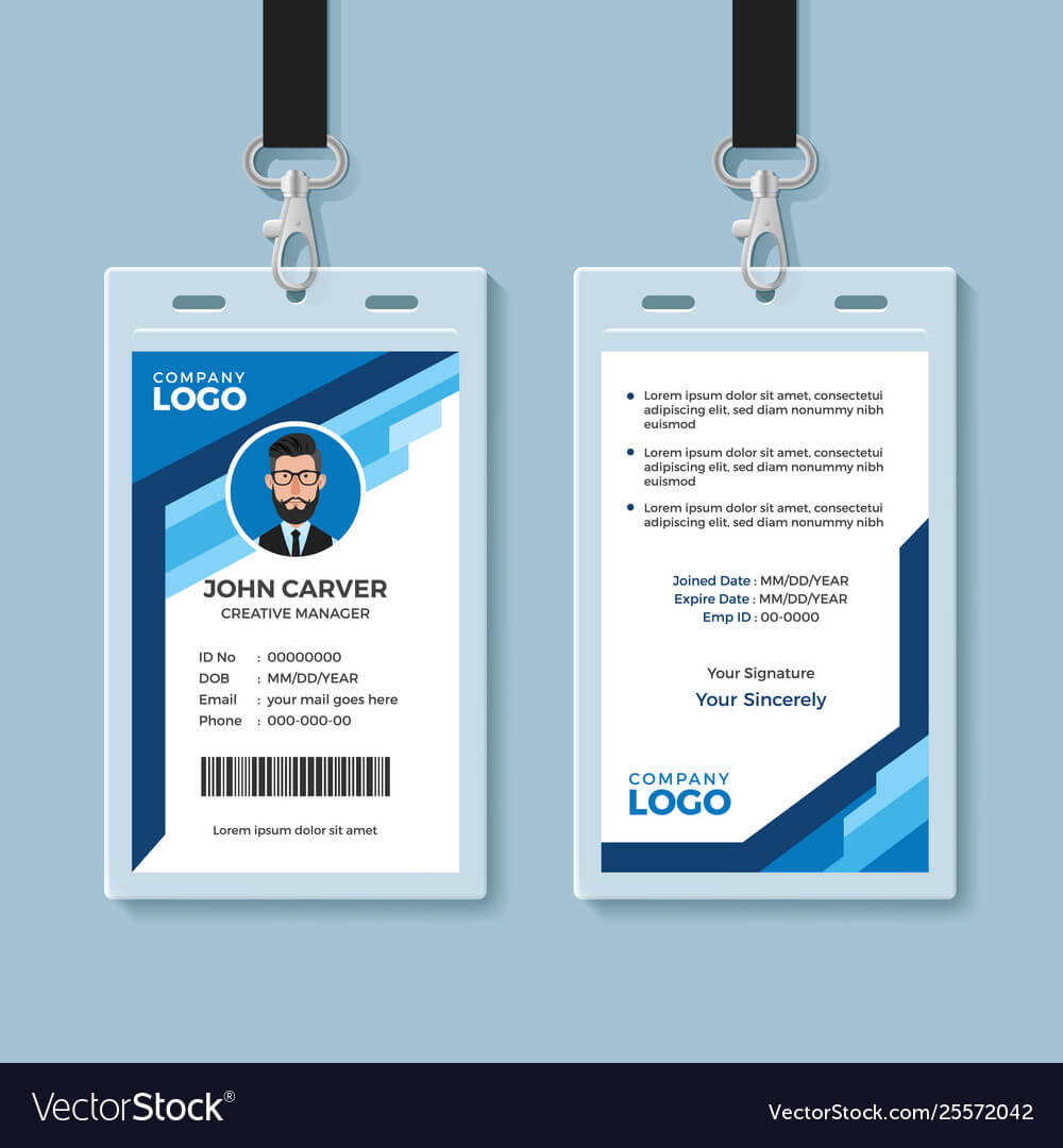 Blue Graphic Employee Id Card Template Pertaining To Conference Id Card Template