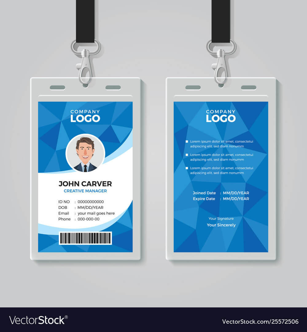 Blue Polygon Office Id Card Template Pertaining To Id Card Template Ai
