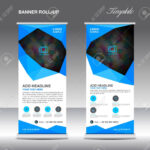 Blue Roll Up Banner Stand Template, Stand Design,banner Template,layout.. For Banner Stand Design Templates