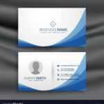 Blue Wave Simple Business Card Design Template Throughout Visiting Card Illustrator Templates Download