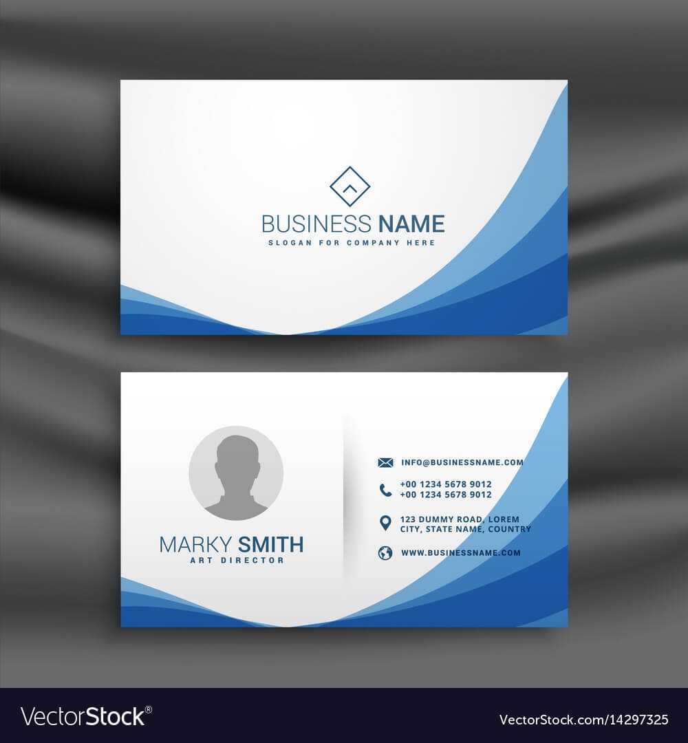 Blue Wave Simple Business Card Design Template Throughout Visiting Card Illustrator Templates Download