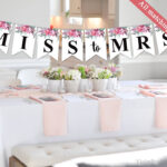 Blush Pink Floral Banner Template Printable Bridal Shower With Bridal Shower Banner Template